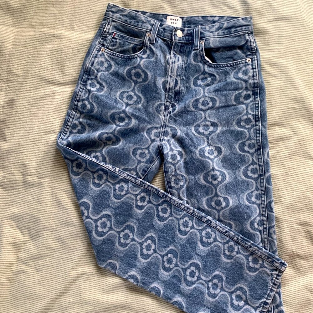 Aritzia Sunday Best Flower Print Jeans - 6